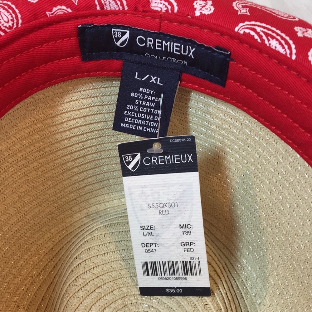 Cremieux unisex woven fedora, NWT, red headband and lining. - Picture 5 of 8